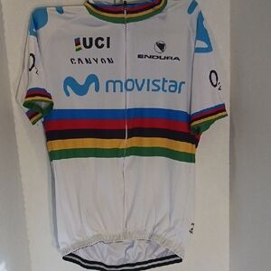 Men's Movistar Cycling Jersey XXL with Multicolor Stripes Endura 2019 Team